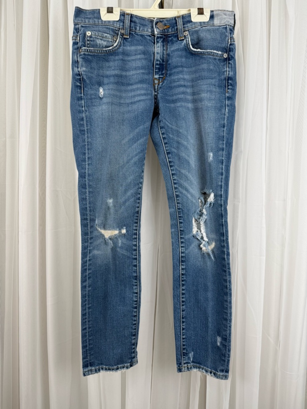 Zara Woman Jeans Size 2 Distressed Skinny Medium Wash Ankle